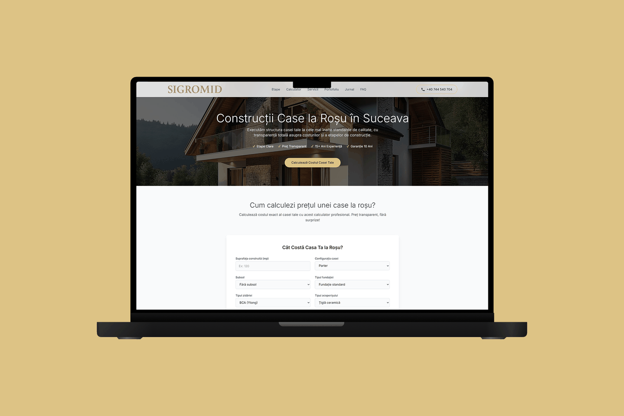 Case la Roșu — satelit SEO pentru Sigromid Construct, site construit de Acid Studios