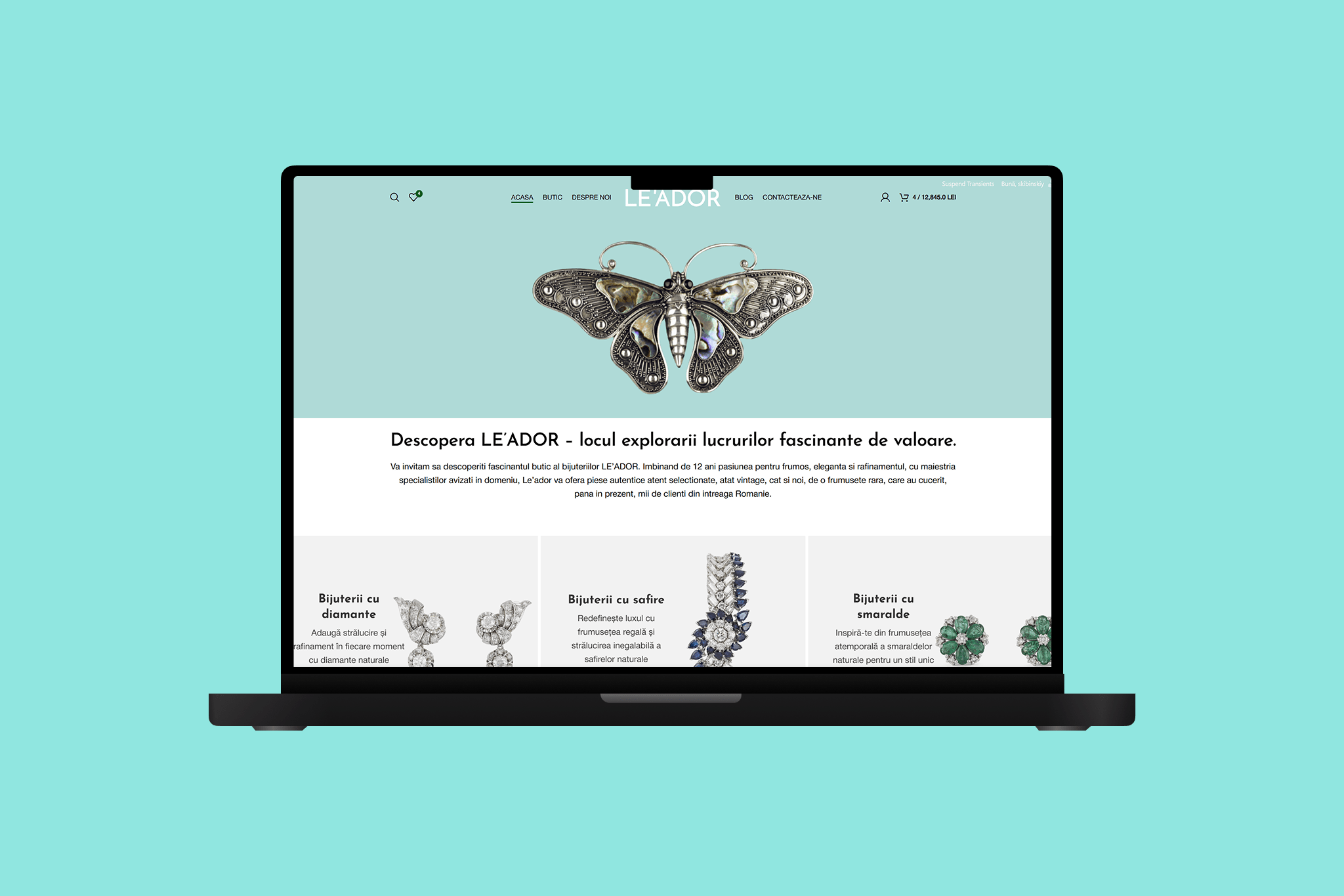 LE'ADOR — experiență de cumpărare e-commerce bijuterii premium